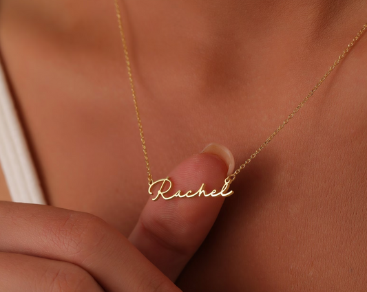 Name Necklace Gold, Nameplate Necklace 14k Solid Gold